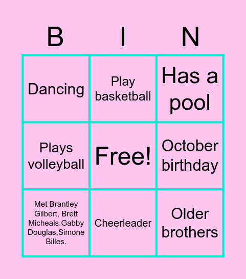 About me BINGO Card