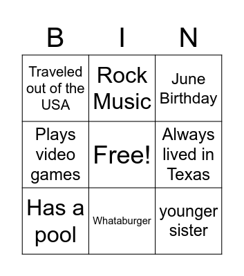 Untitled Bingo Card