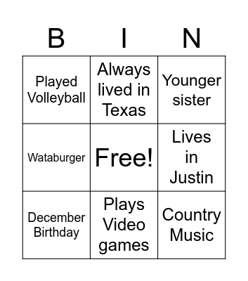 Untitled Bingo Card