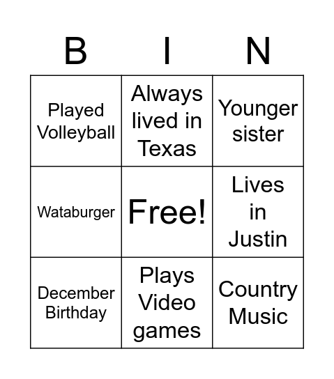 Untitled Bingo Card