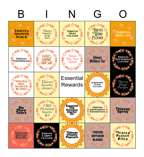 Thieves DIY Bingo Card