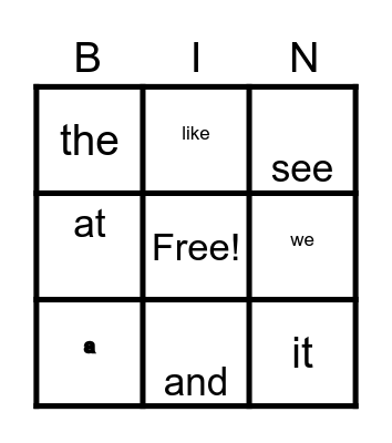 Sight Words Quarter 1 Bingo Card