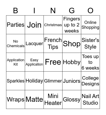 Jamberry Bingo Card
