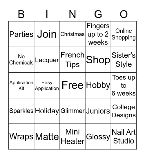 Jamberry Bingo Card