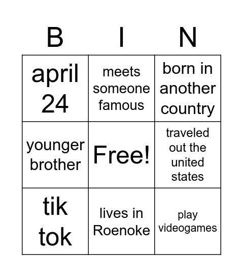Untitled Bingo Card