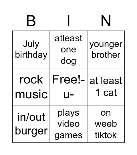 bingo Card