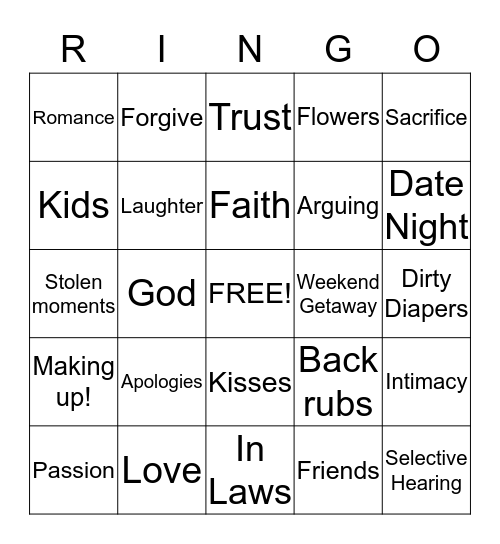 Worth the Fight Bingo Card