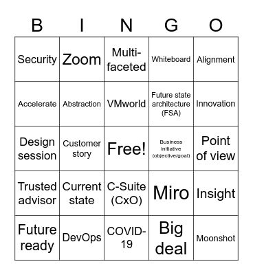 BSS Summit Bingo Card