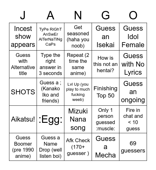 AMQ Ranked Bingo KevinVG V1.0 Bingo Card
