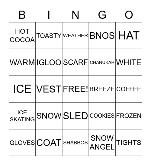WINTER BINGO :) Bingo Card