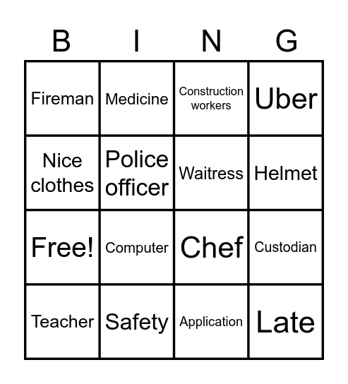 Work Skills Bingo Card