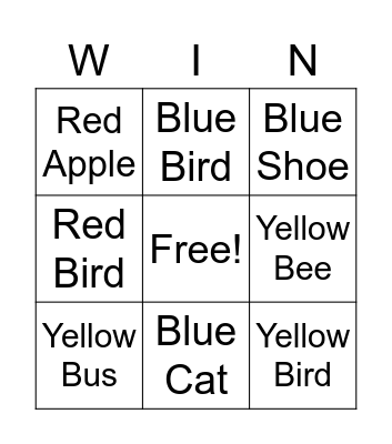 Colors Bingo Card