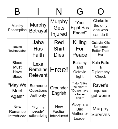 The 100 Might Be a Bad Show... Bingo Card