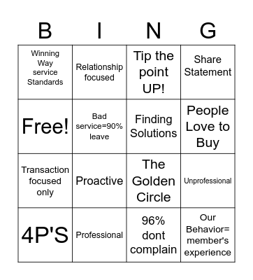 Service Providers & Service Approaches Bingo Card