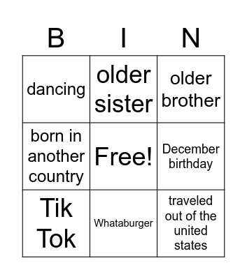 Untitled Bingo Card