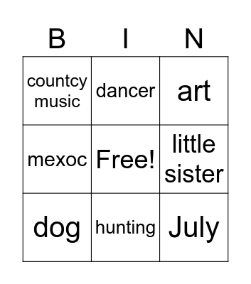 Untitled Bingo Card