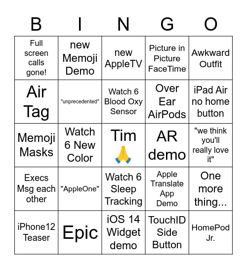 Time Flies Rumor Bingo Card