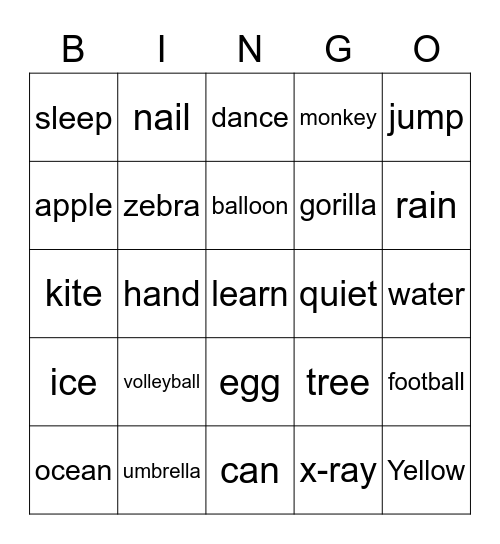 Sound Spelling! Bingo Card