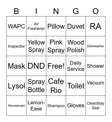 WAPC Housekeeping Week 2020! Bingo Card