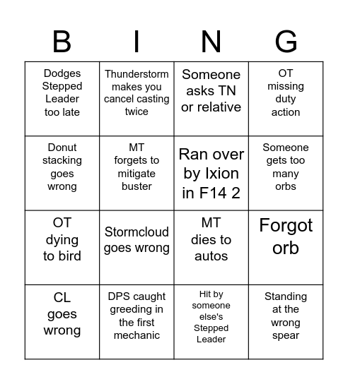 E5S Parsing Bingo Card