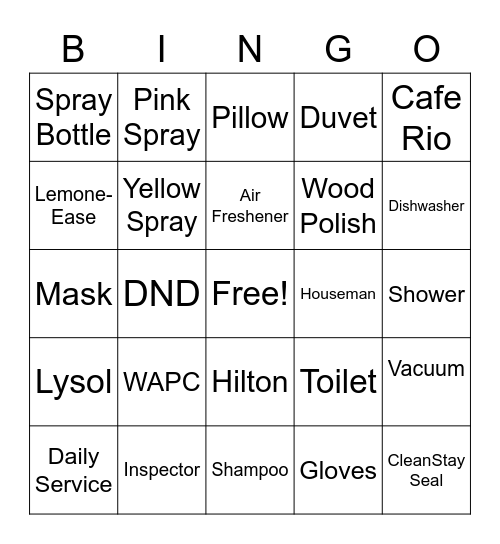WAPC Housekeeping Week 2020! Bingo Card