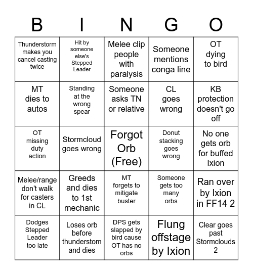 E5S Bingo Card