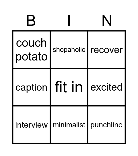 PJS7 Midterm Vocab Bingo Card