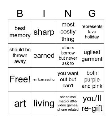 Scavenger Hunt Bingo T.682 Bingo Card