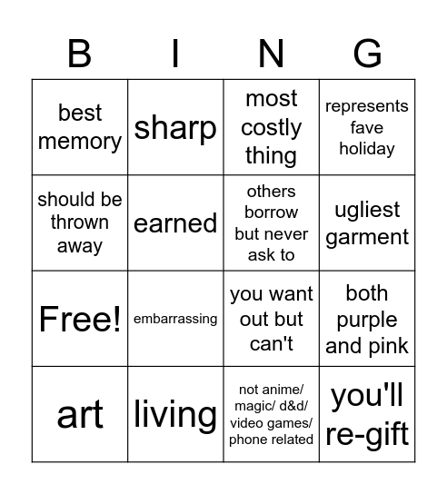 Scavenger Hunt Bingo T.682 Bingo Card