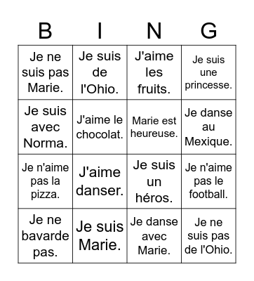 Débarrasse-toi des cartes!(11) Bingo Card