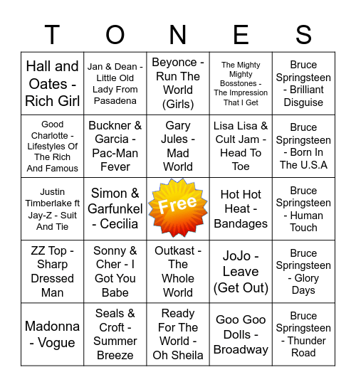 Game Of Tones 9-14-20 Game 3 Bingo Card