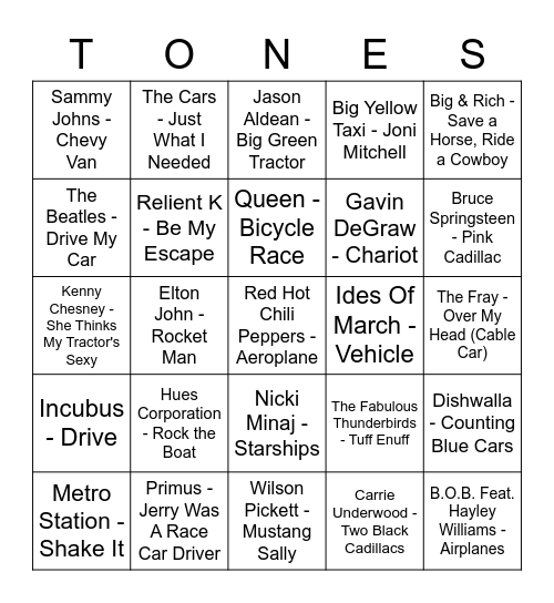 Game Of Tones 9-14-20 BLACKOUT Game Bingo Card