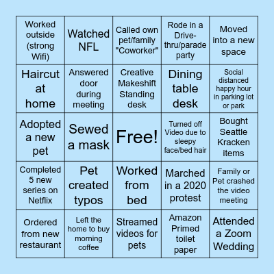 WFH/COVID Bingo Card