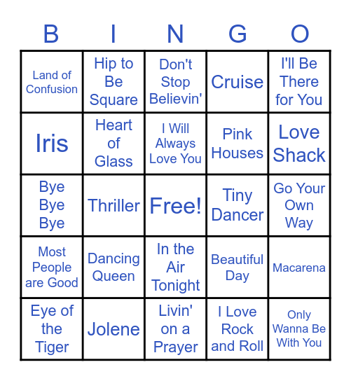 Music from the 1970s - Present Bingo Card
