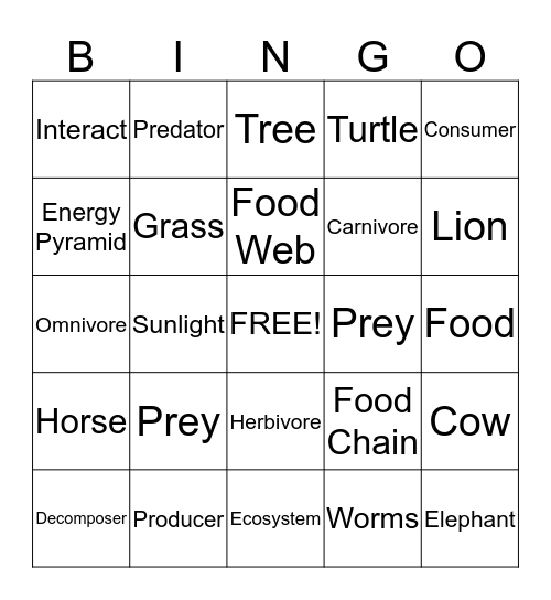 Living Things Depend on One Another Bingo Card