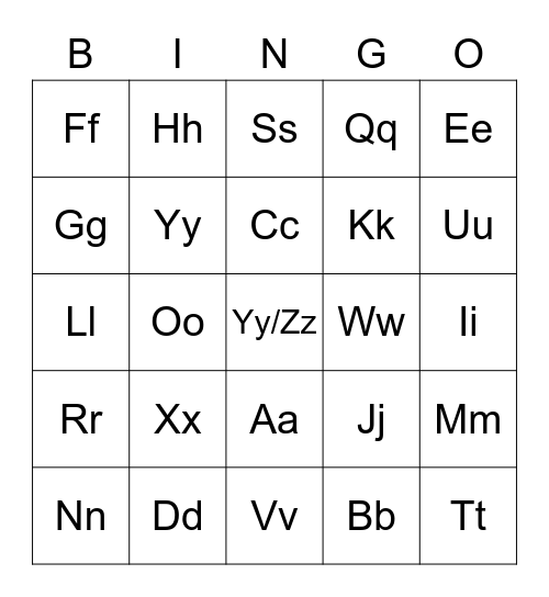 Alphabet BINGO Card
