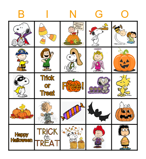 Peanuts Bingo Card