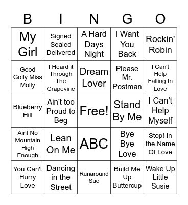 Music Bingo Card