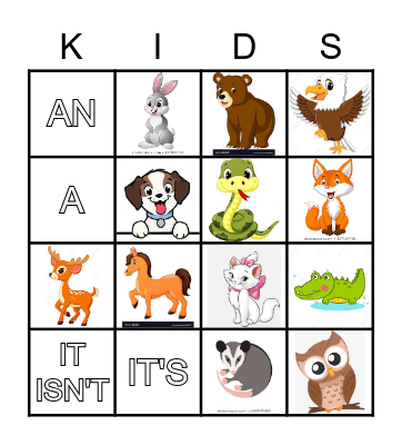 KIDS STARTED UNIT 3 Bingo Card