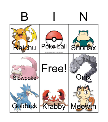 Pokemon Bingo Card