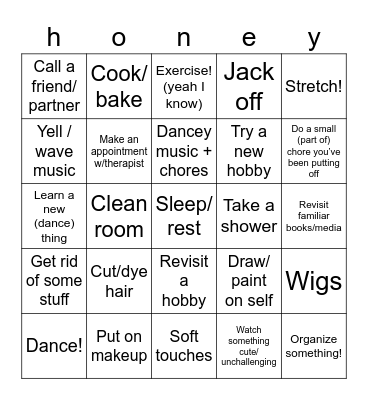 Healthy Coping Bingo Card