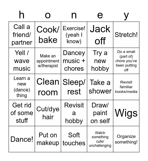 Healthy Coping Bingo Card