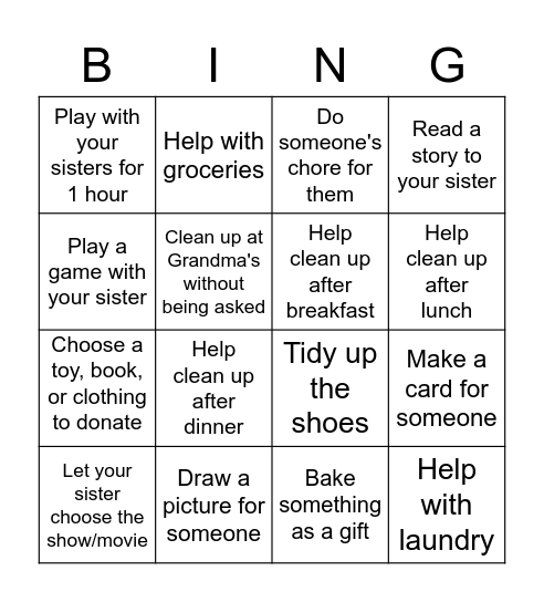 Helpful Bingo Card