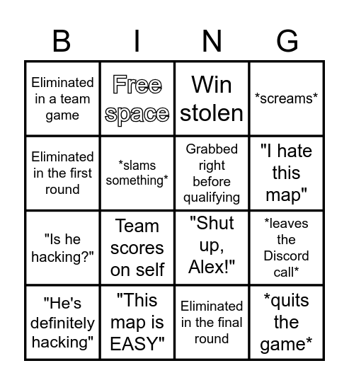 Caislen's Fall Guys Experience Bingo Card