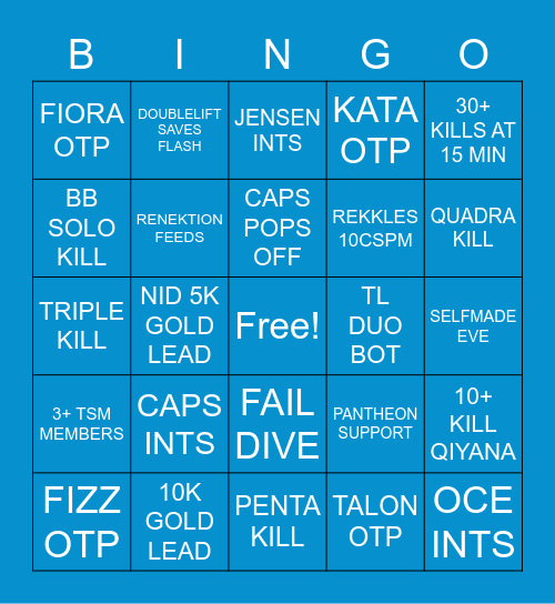 SUPA SERBER Bingo Card
