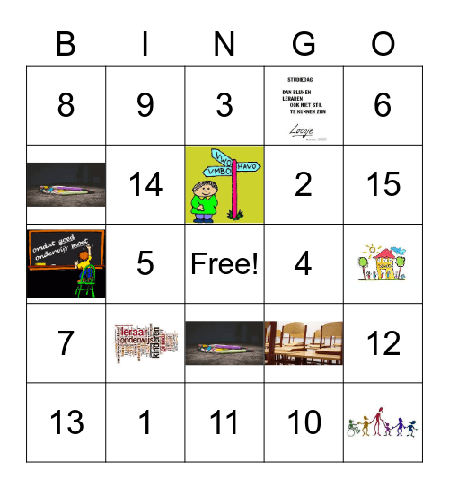 BINGO onderwijs huisvesting Bingo Card