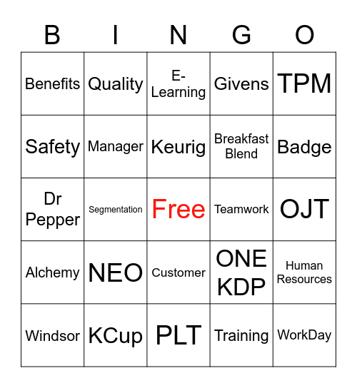 KDP Windsor NEO Bingo Card