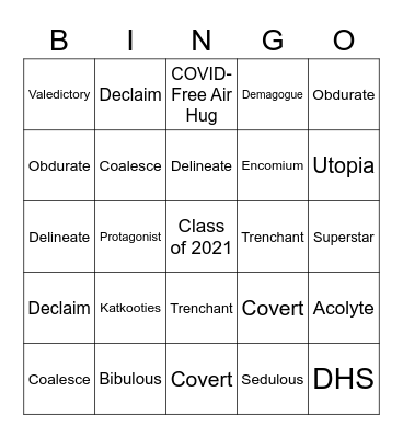 Lesson 1 Bingo Card