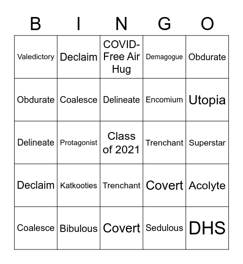 Lesson 1 Bingo Card