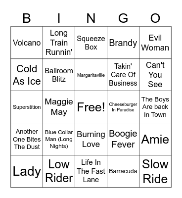70s Hits Bingo Card